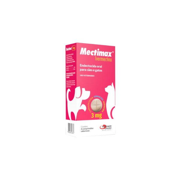 Vermifugo Mectimax 3mg para Cães e Gatos com 4 comprimidos