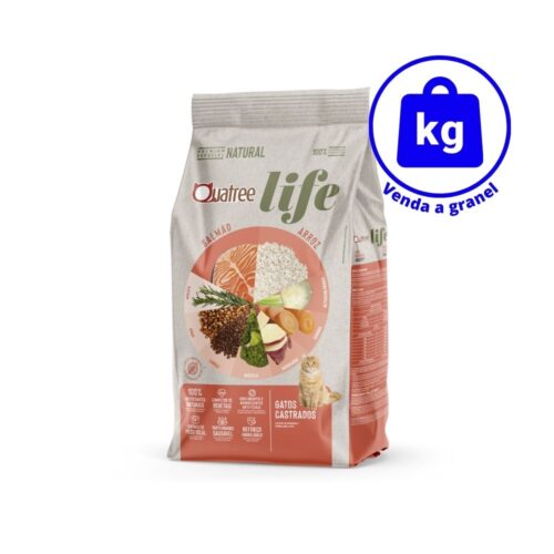 Ração Quatree Life Gatos Castrados Salmão e Arroz a Granel Ração Quatree Life Gatos Castrados Salmão e Arroz a Granel