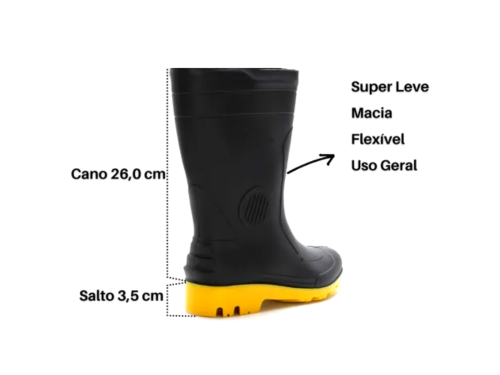 Bota de Borracha Pega Forte Solado Amarelo