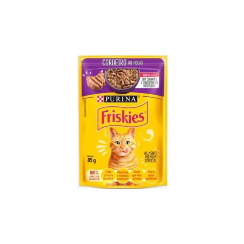 Sachê Friskies Gatos Adultos Sabor Cordeiro ao Molho 85g Sachê Friskies Gatos Adultos Sabor Cordeiro ao Molho 85g