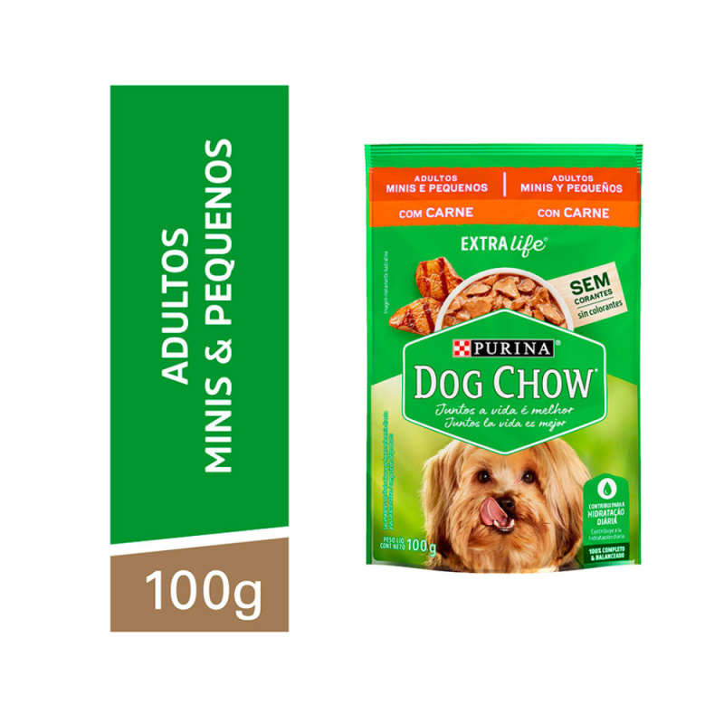 Sachê Dog Chow Adultos Pequeno Porte Carne ao Molho 100g