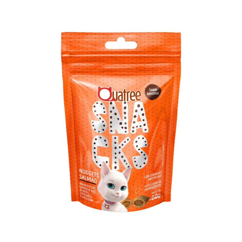 Quatree Snacks Nuggets Gatos Bola de Pelo Salmão 60g