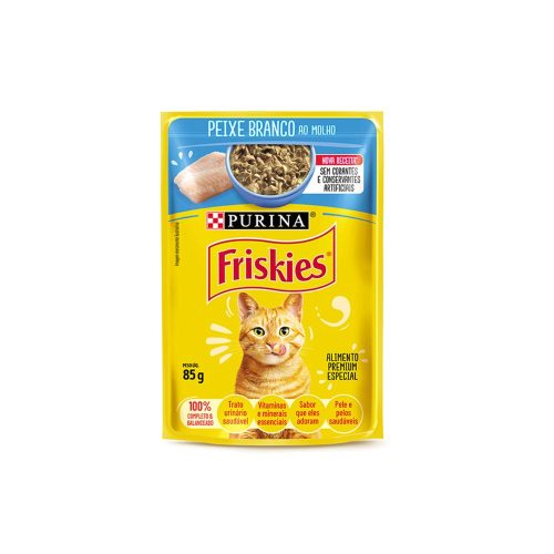 Sachê Friskies Gatos Adultos Sabor Peixe Branco ao Molho 85g Sachê Friskies Gatos Adultos Sabor Peixe Branco ao Molho 85g