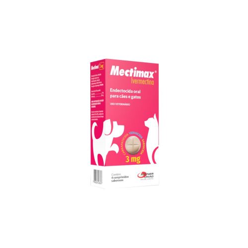 Vermifugo Mectimax 3mg para Cães e Gatos com 4 comprimidos