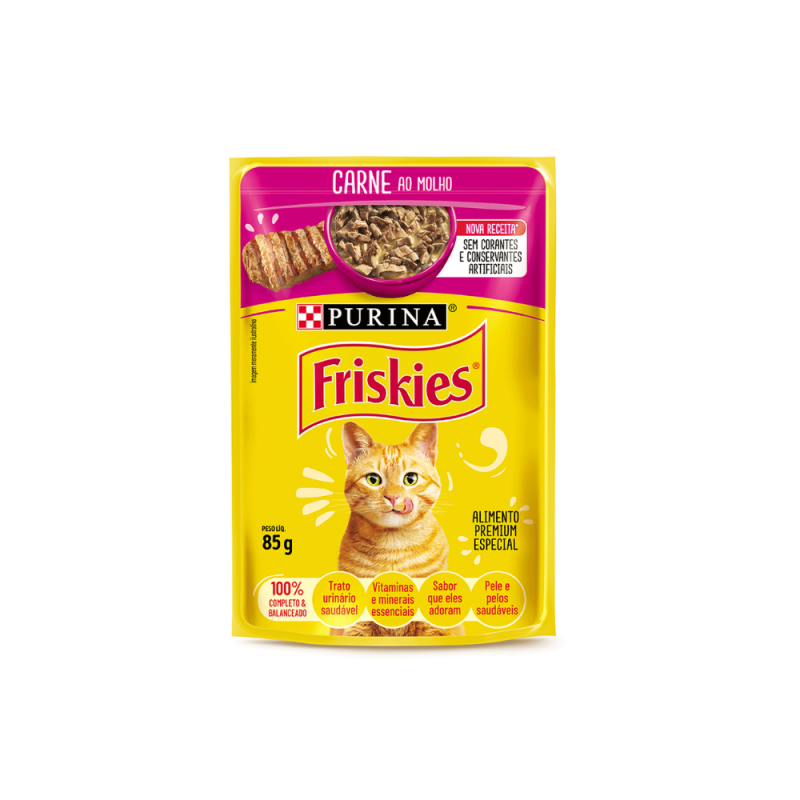 Sachê Friskies Gatos Adultos Carne ao Molho 85 g
