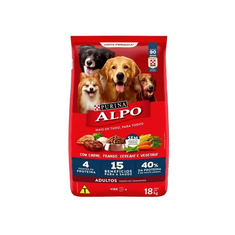 Ração Nestle Purina Alpo Cães Adultos Carnes e Vegetais 18kG