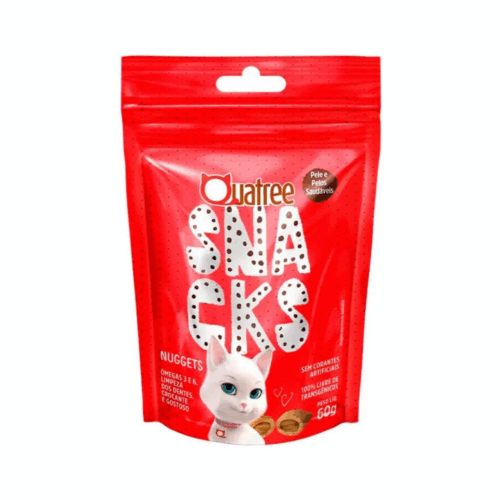 Quatree Snacks Nuggets Gatos Bola de Pelo Carne 60g