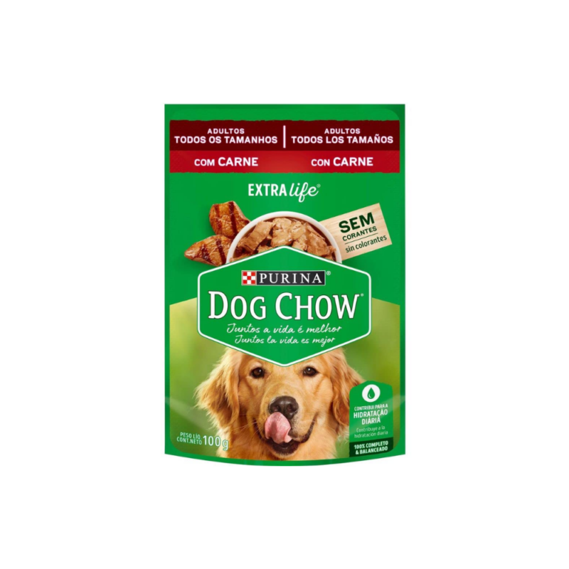 Sachê Dog Chow Adultos Todos os Tamanhos Sabor Carne ao Molho 100g Sachê Dog Chow Adultos Todos os Tamanhos Sabor Carne ao Molho 100g
