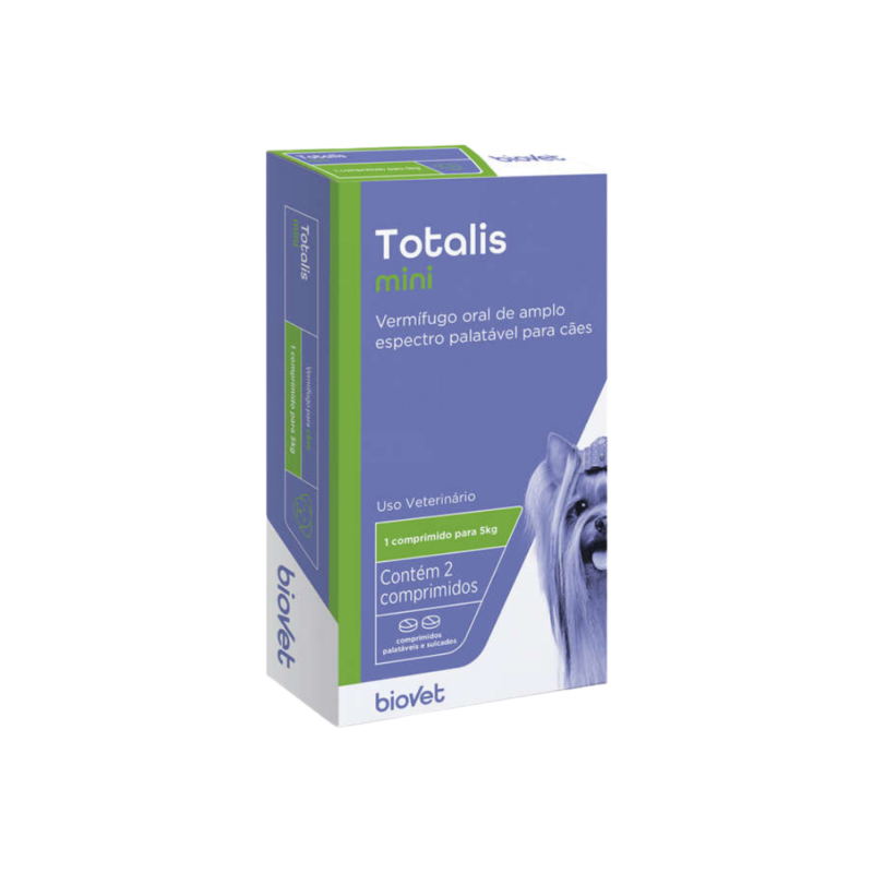 Vermifugo Totalis para Cães Mini para 5 Kg, Caixa com 2 Comprimidos