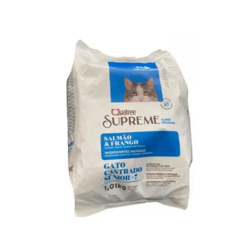Ração Quatree Supreme Gatos Castrados Senior Pacotes 1Kg