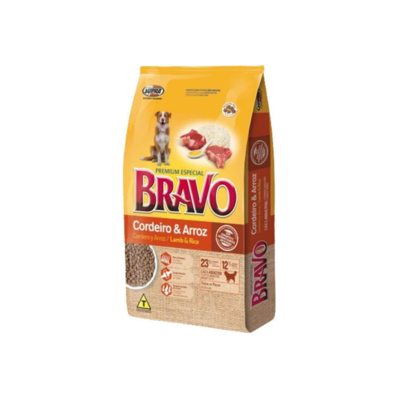 Ração Bravo Cães Adultos Cordeiro e Arroz 20Kg