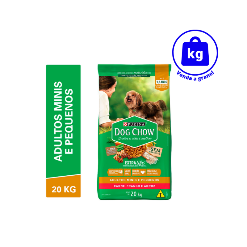 Ração Dog Chow Cães Adultos Raças Pequenas Carne,Frango, e Arroz a GRANEL