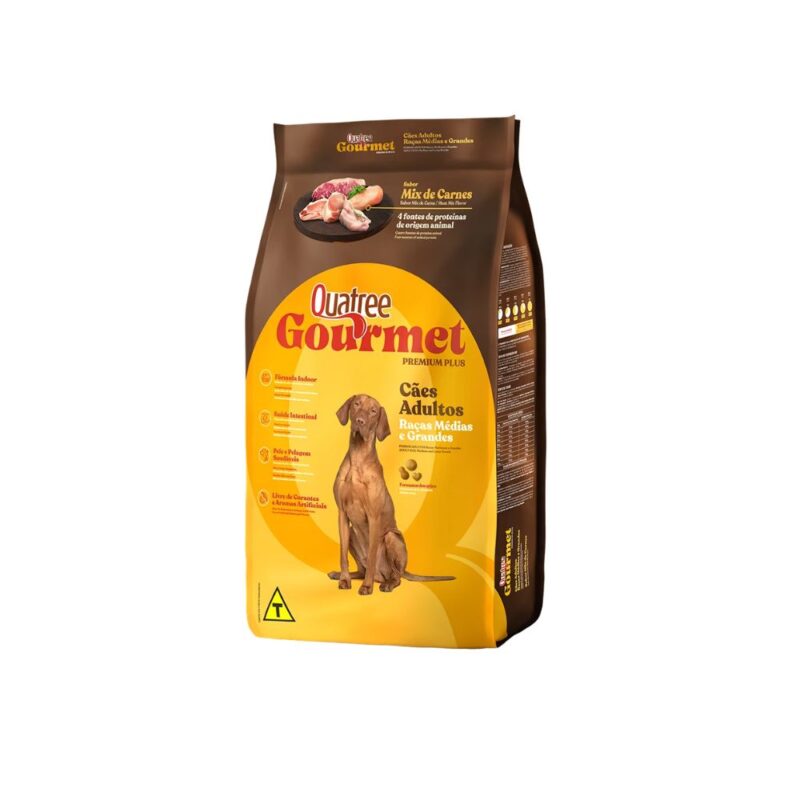 Ração Quatree Gourmet Cães Adultos Raças Medias e Grandes 20Kg