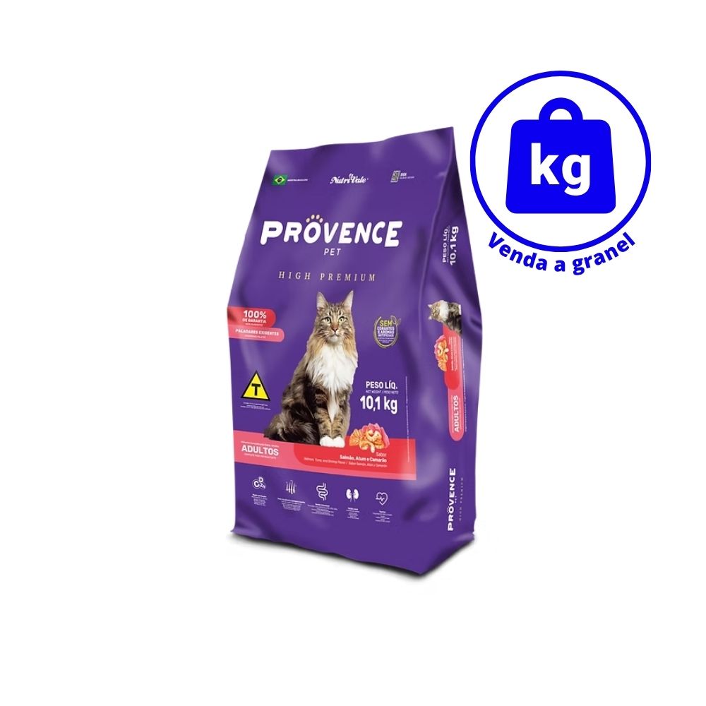 Racao Provence Gatos Adultos Salmao Atum e Camarao a Granel - 1Kg Racao Provence Gatos Adultos Salmao Atum e Camarao a Granel - 1Kg