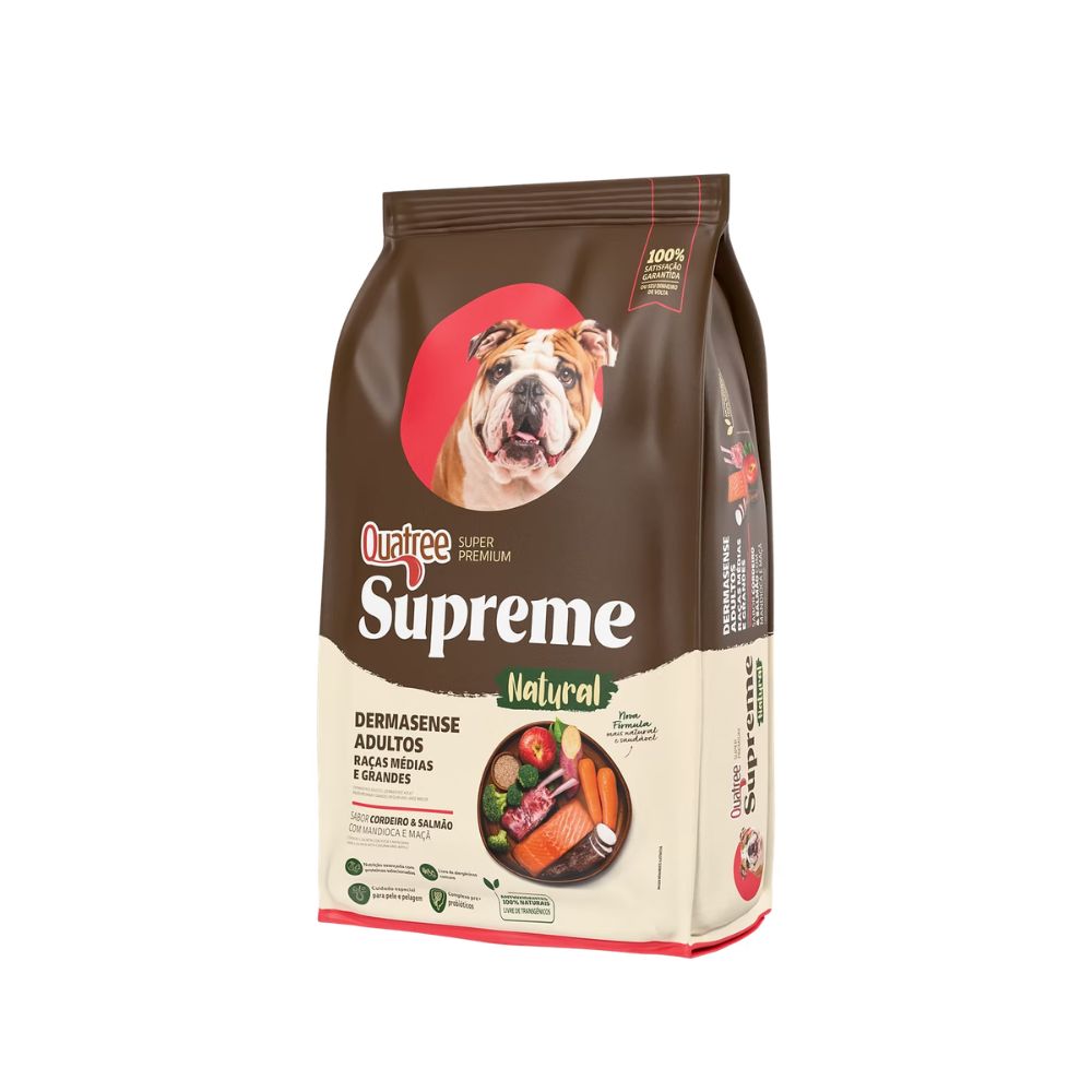 Racao Quatree Supreme Dermasense para Caes Adultos Racas Medias e Grandes 15kg Racao Quatree Supreme Dermasense para Caes Adultos Racas Medias e Grandes 15kg