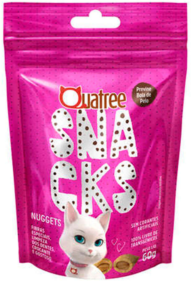 Quatree Snacks Nuggets Gatos Bola de Pelo Frango 60g Quatree Snacks Nuggets Gatos Bola de Pelo Frango 60g