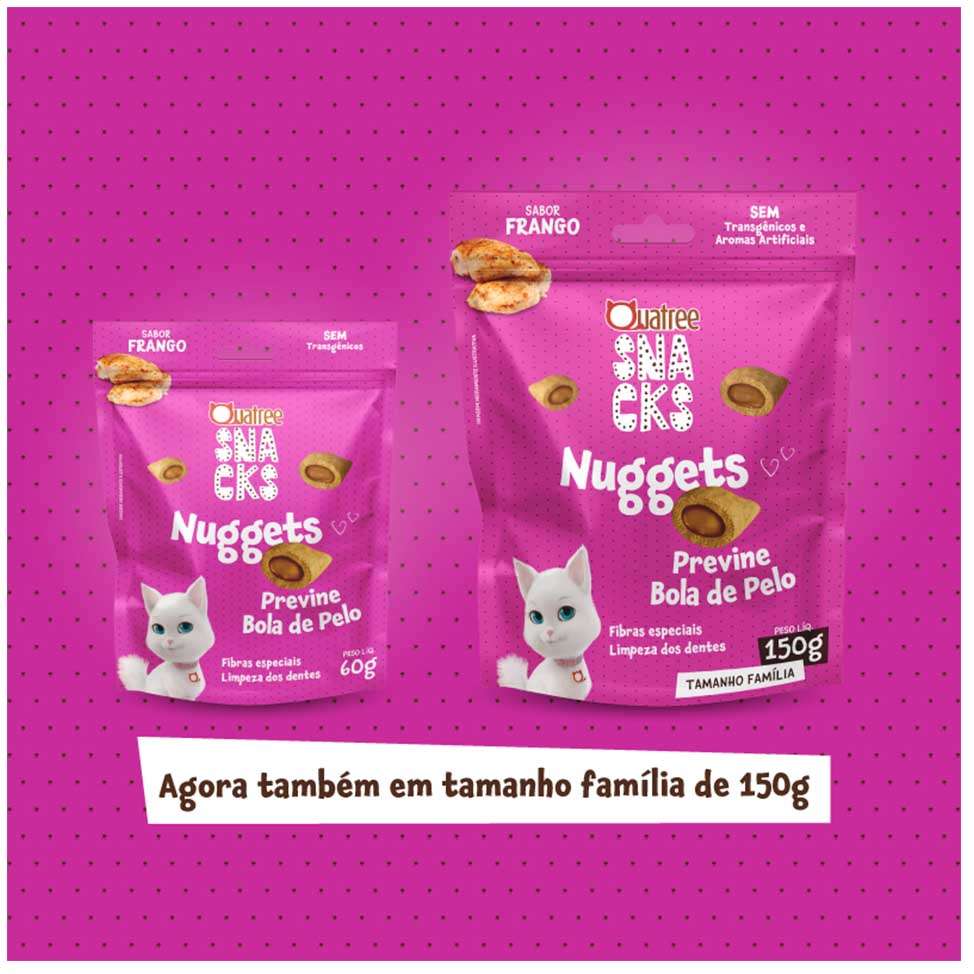 Quatree Snacks Nuggets Gatos Bola de Pelo Frango 60g Quatree Snacks Nuggets Gatos Bola de Pelo Frango 60g