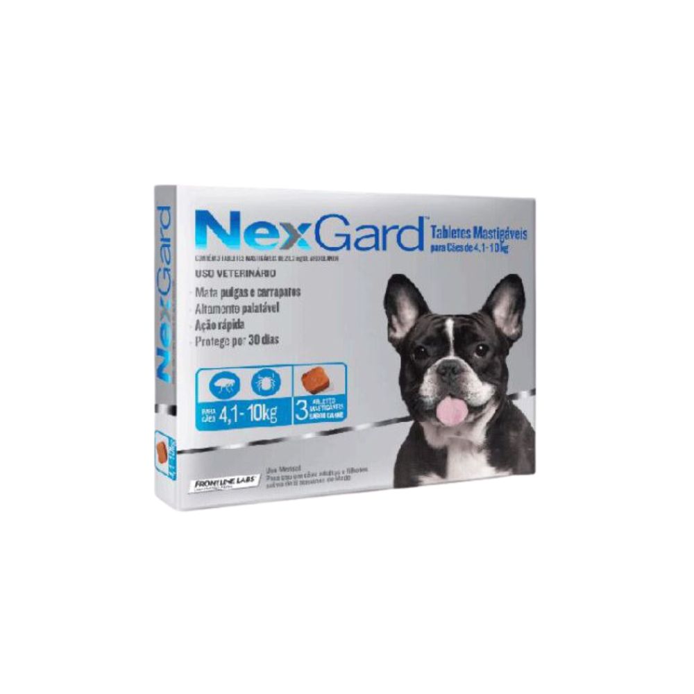 NexGard Antipulgas e Carrapatos para Cães de 4,1 a 10Kg caixa com 1 comprimido NexGard Antipulgas e Carrapatos para Cães de 4,1 a 10Kg caixa com 1 comprimido