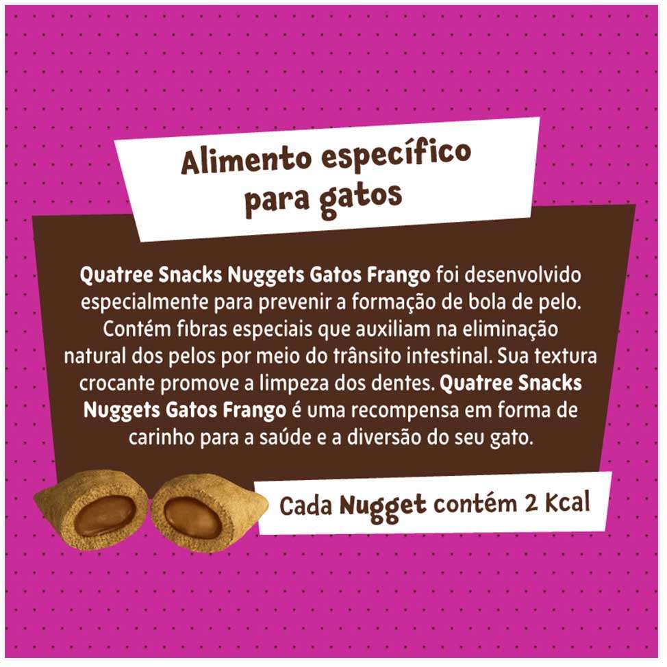 Quatree Snacks Nuggets Gatos Bola de Pelo Frango 60g Quatree Snacks Nuggets Gatos Bola de Pelo Frango 60g