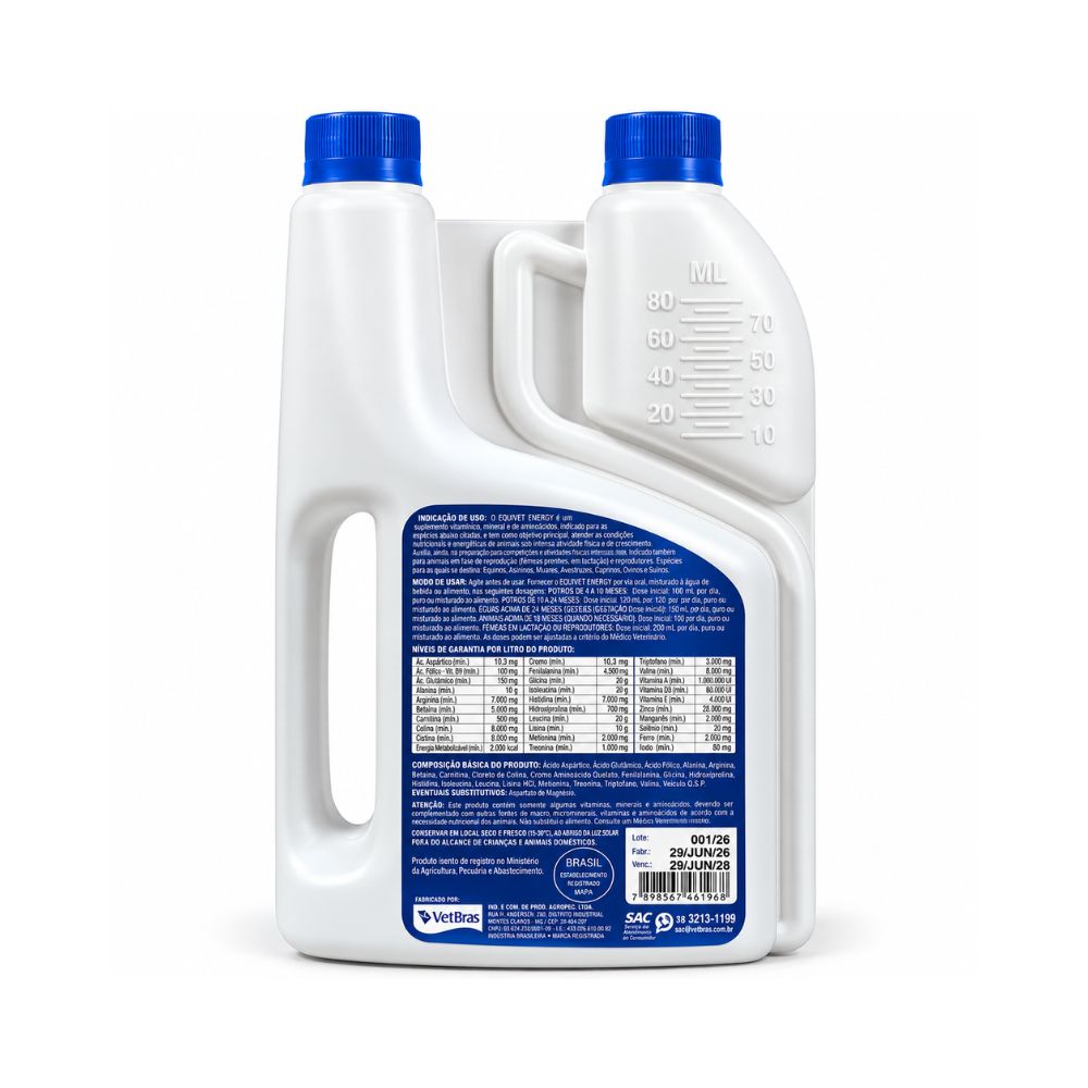 Suplemento para Equinos Equivet Energy 1L Suplemento para Equinos Equivet Energy 1L